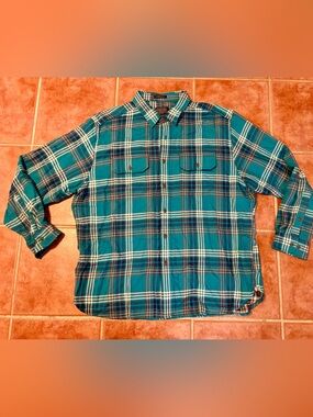 NWOT Pendleton Shirt Mens XXL Fairbanks Cotton Button Up Green Plaid Long Sleeve